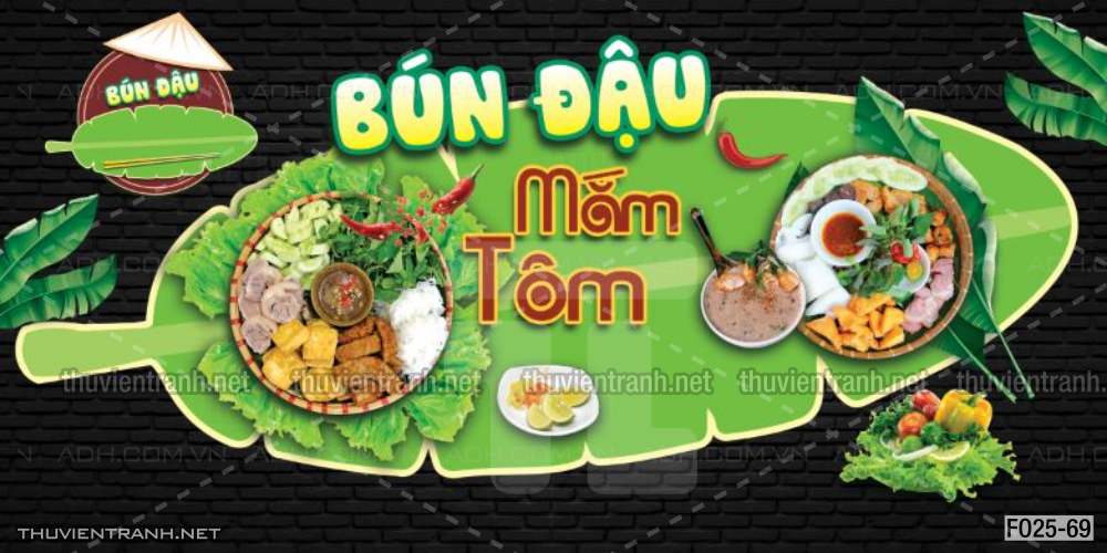 Tranh dán tường trang trí quán Bún đậu - Tranh tường chất lượng cao