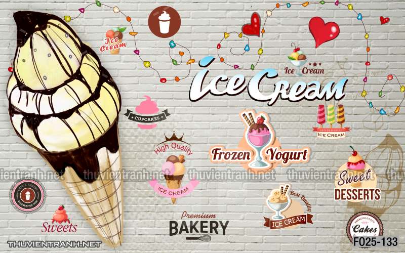 Tranh tường quán Kem, Cream - Tranh tường chất lượng cao
